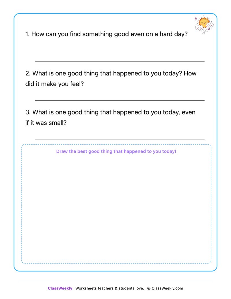 Finding The Good In Every Day - Draw & Write Worksheet - Page 2
