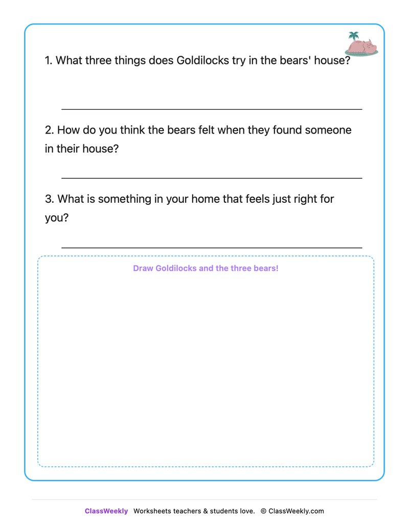 Goldilocks And The Three Bears - Draw & Write Worksheet - Page 2