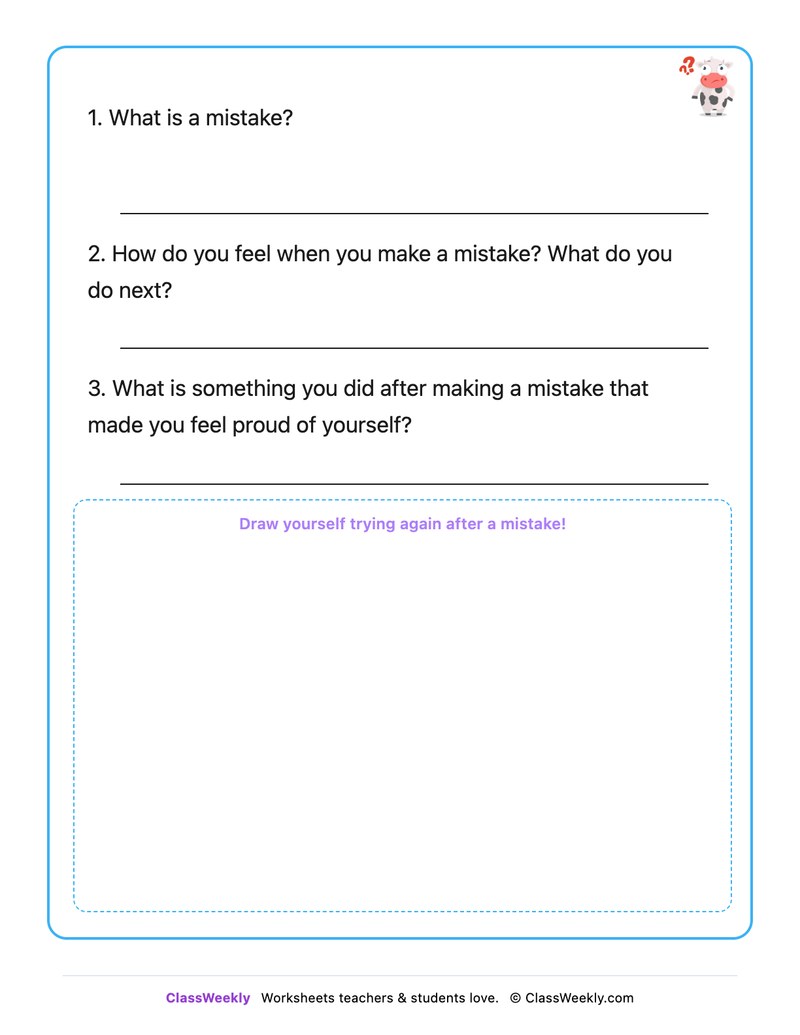 I Made A Mistake And That Is OK - Draw & Write Worksheet - Page 2