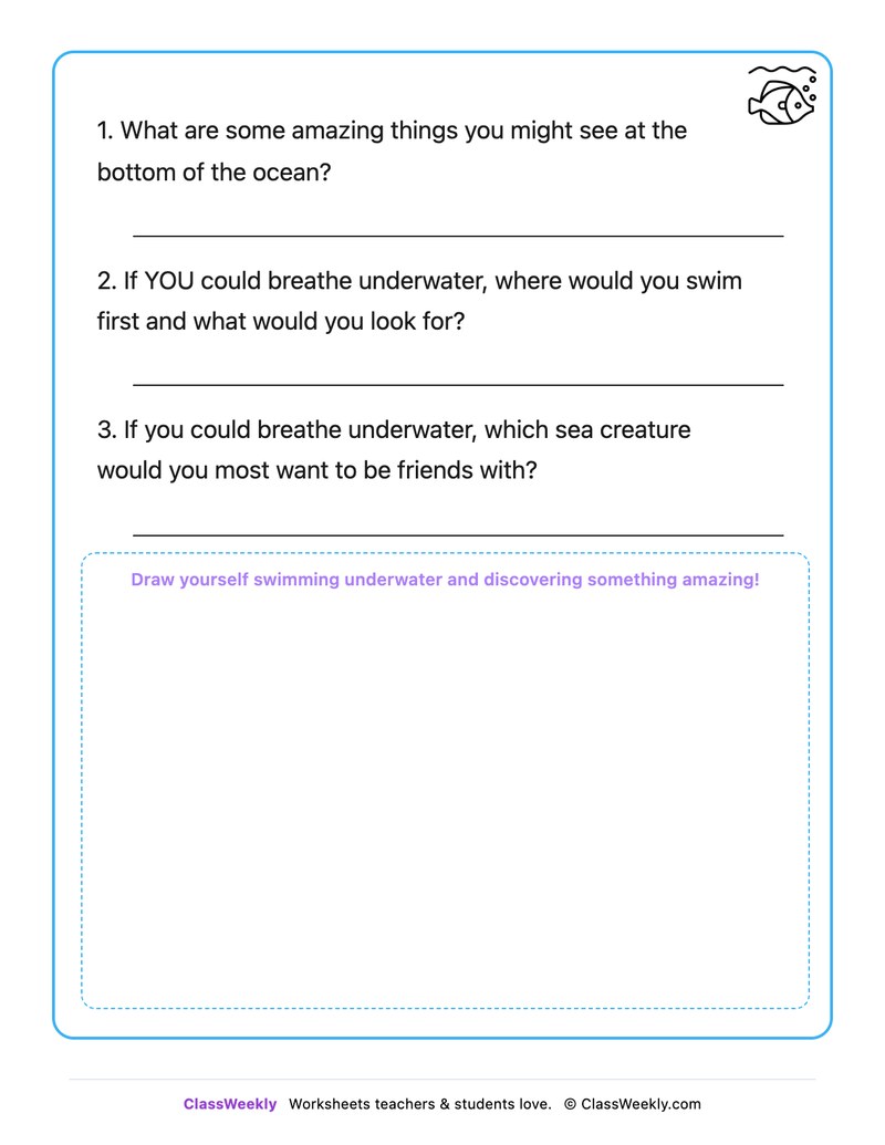 If I Could Breathe Underwater - Draw & Write Worksheet - Page 2