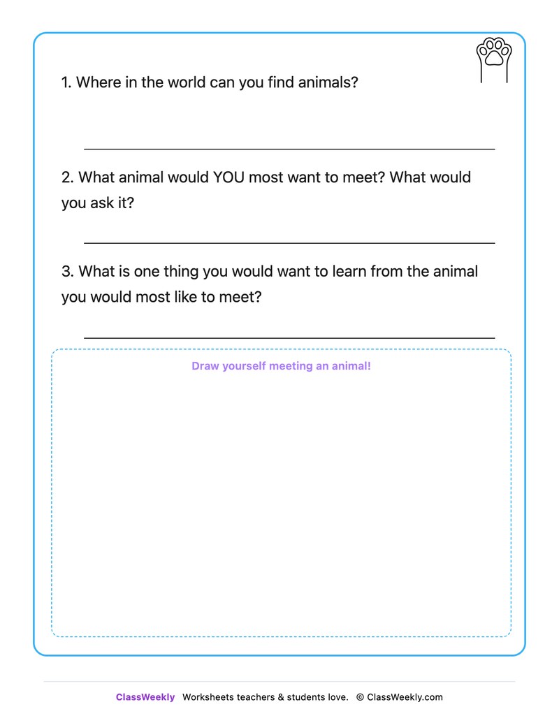 If I Could Meet Any Animal - Draw & Write Worksheet - Page 2