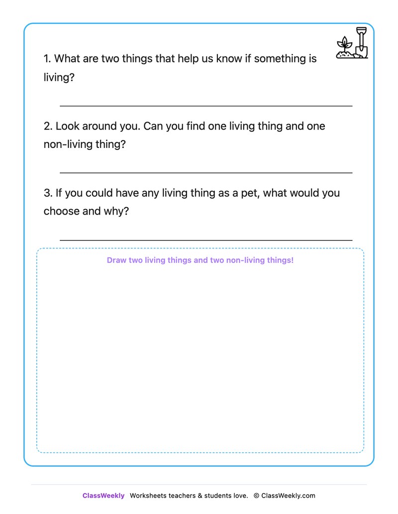 Living And Non-Living Things - Draw & Write Worksheet - Page 2