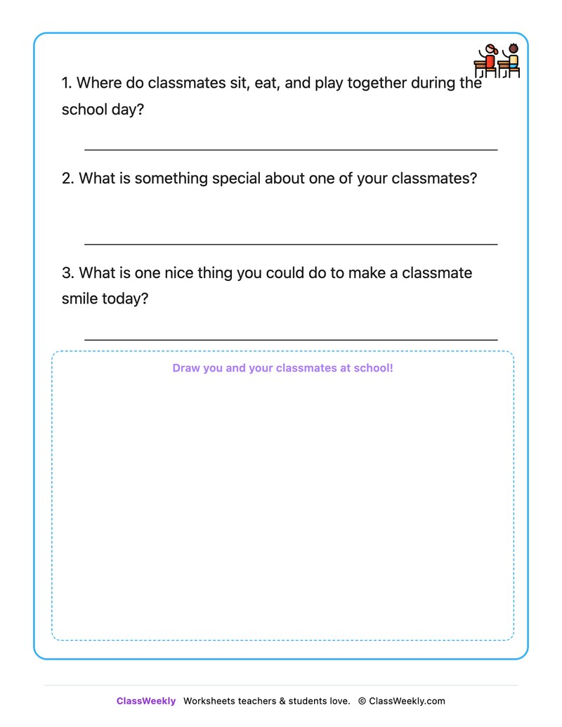 My Classmates - Draw & Write Worksheet - Page 2