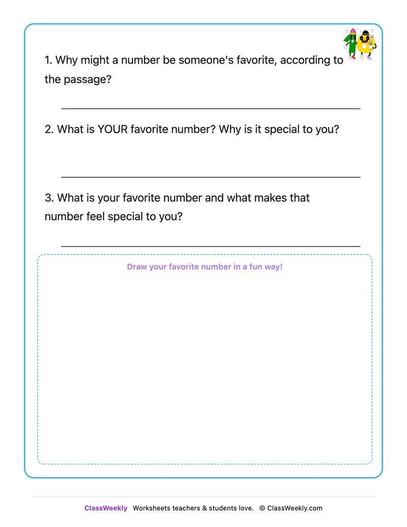 My Favorite Number - Draw & Write Worksheet - Page 2
