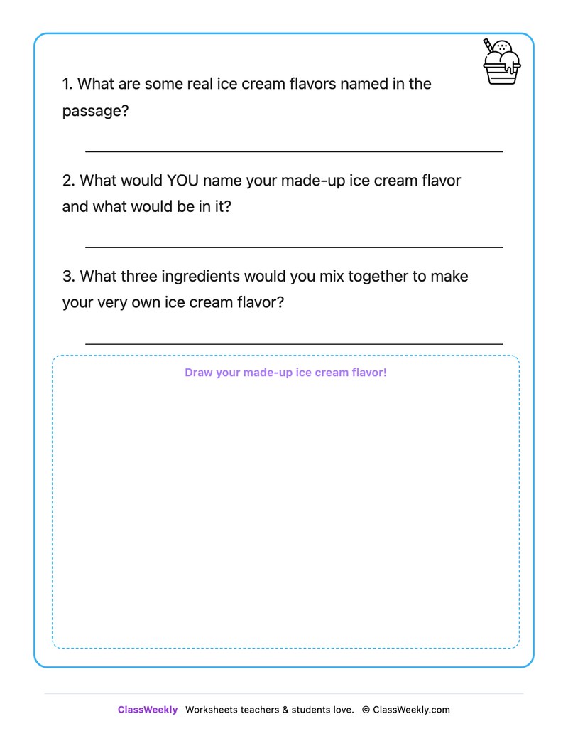 My Made-Up Ice Cream Flavor - Draw & Write Worksheet - Page 2