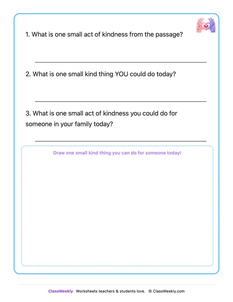 One Small Act Of Kindness - Draw & Write Worksheet - Page 2