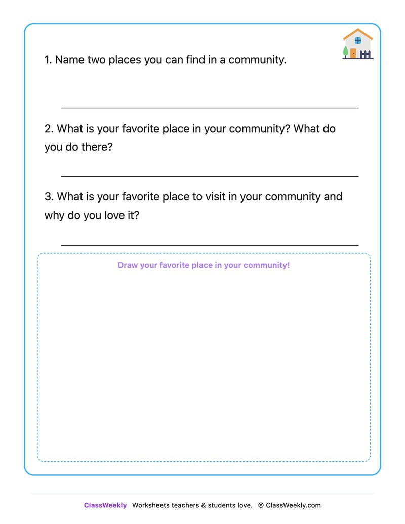 Places In My Community - Draw & Write Worksheet - Page 2