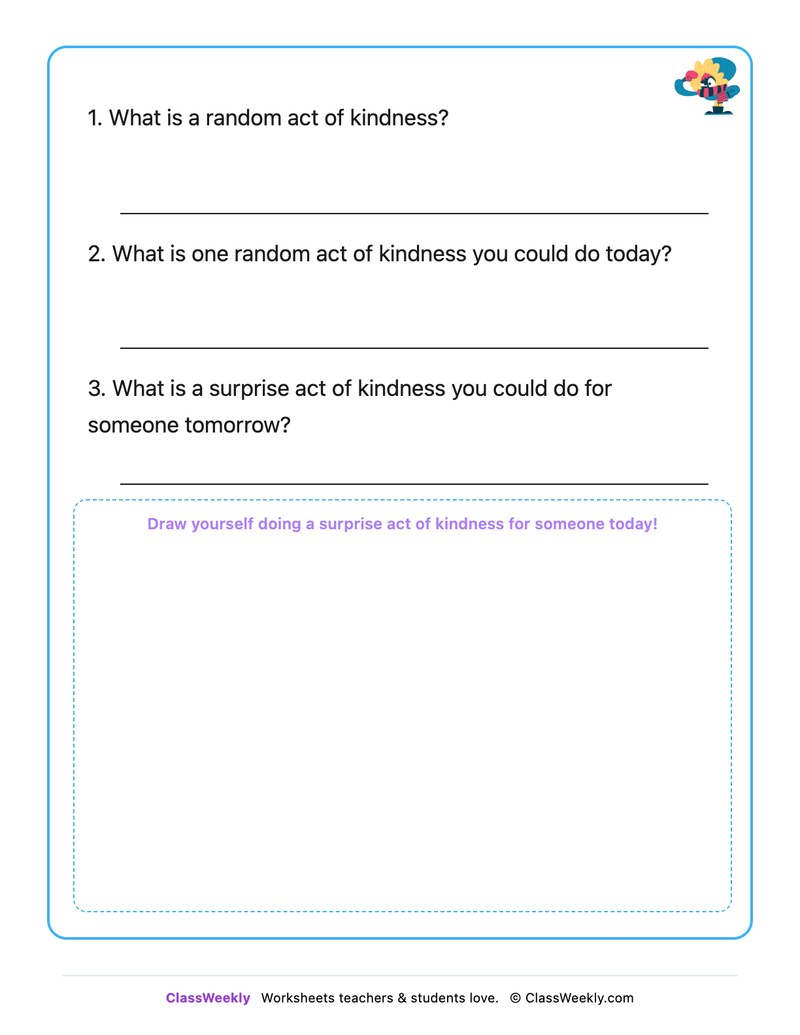 Random Acts Of Kindness - Draw & Write Worksheet - Page 2