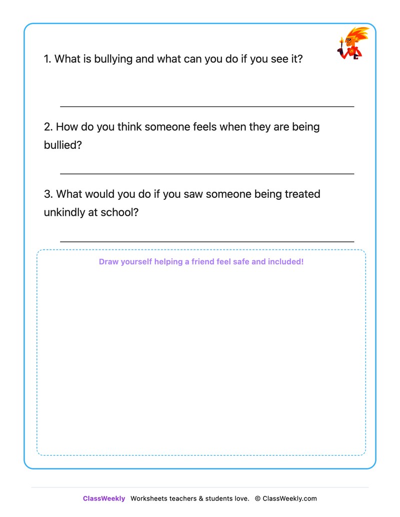 Standing Up Against Bullying - Draw & Write Worksheet - Page 2
