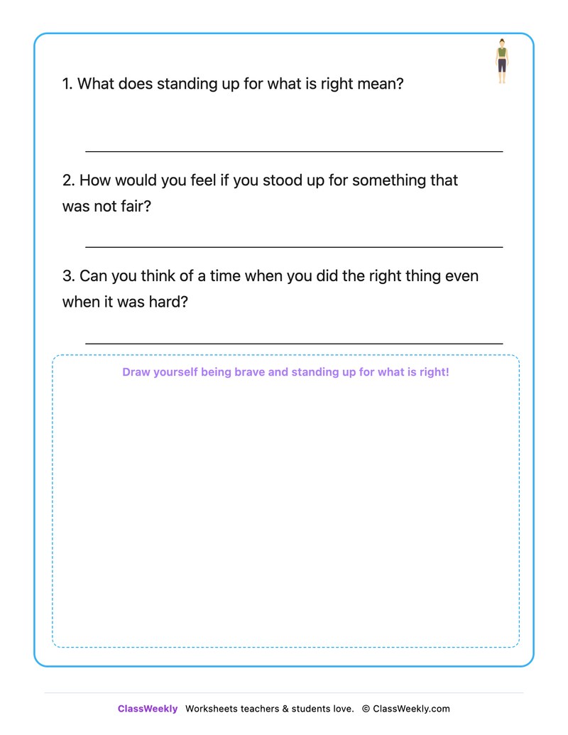 Standing Up For What Is Right - Draw & Write Worksheet - Page 2