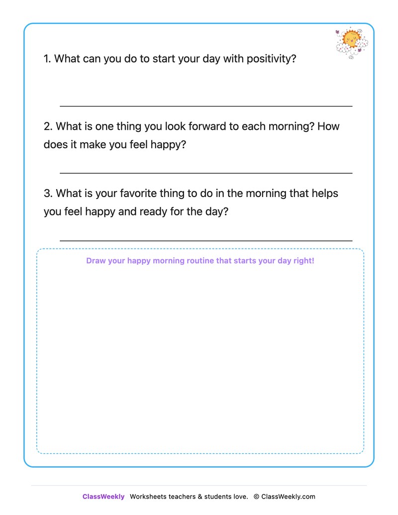 Starting My Day With Positivity - Draw & Write Worksheet - Page 2