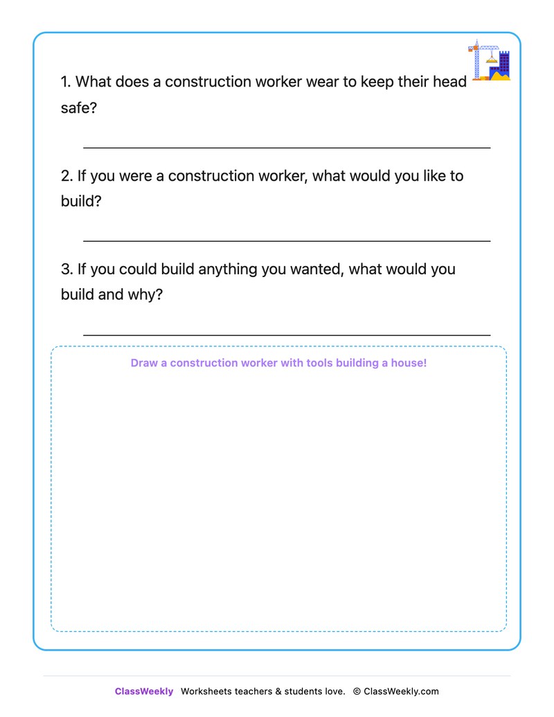 The Construction Worker - Draw & Write Worksheet - Page 2