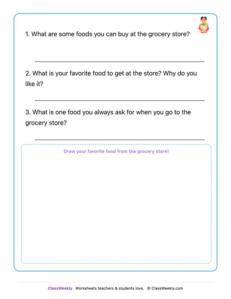 The Grocery Store - Draw & Write Worksheet - Page 2