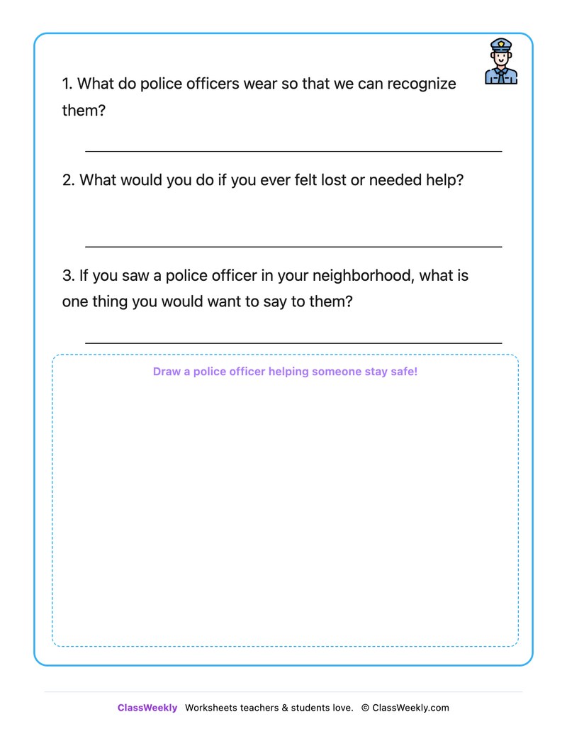 The Police Officer - Draw & Write Worksheet - Page 2