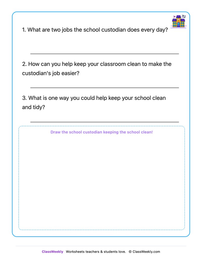 The School Custodian - Draw & Write Worksheet - Page 2