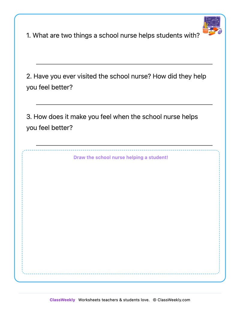 The School Nurse - Draw & Write Worksheet - Page 2