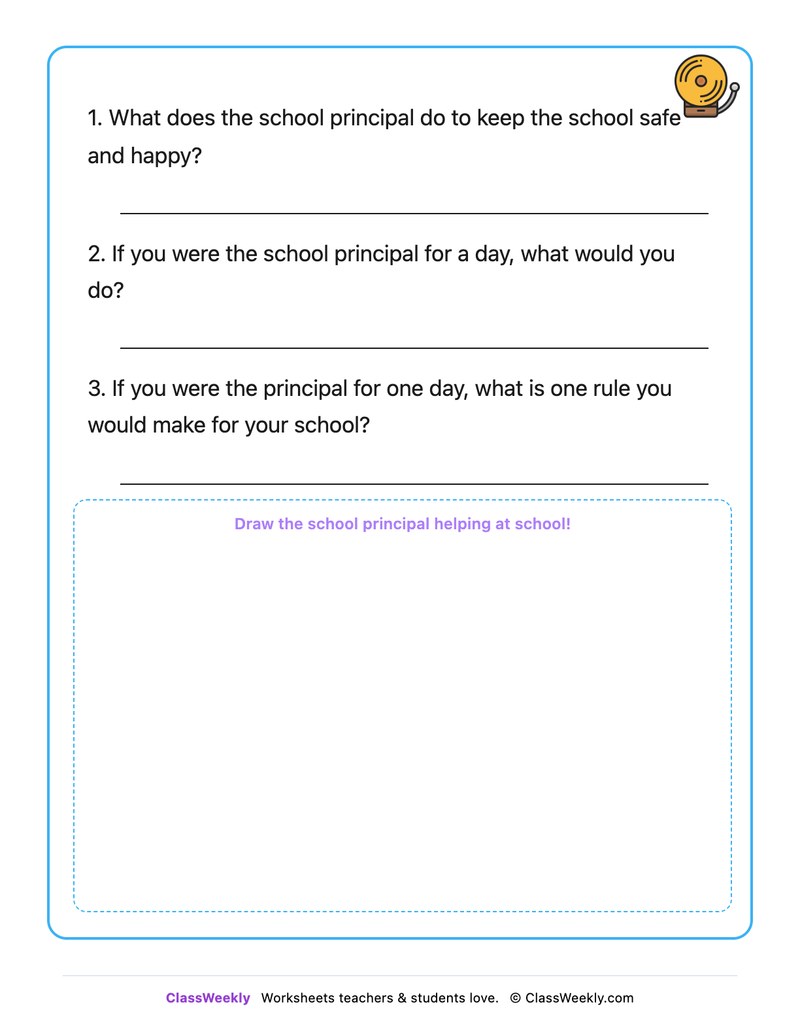 The School Principal - Draw & Write Worksheet - Page 2