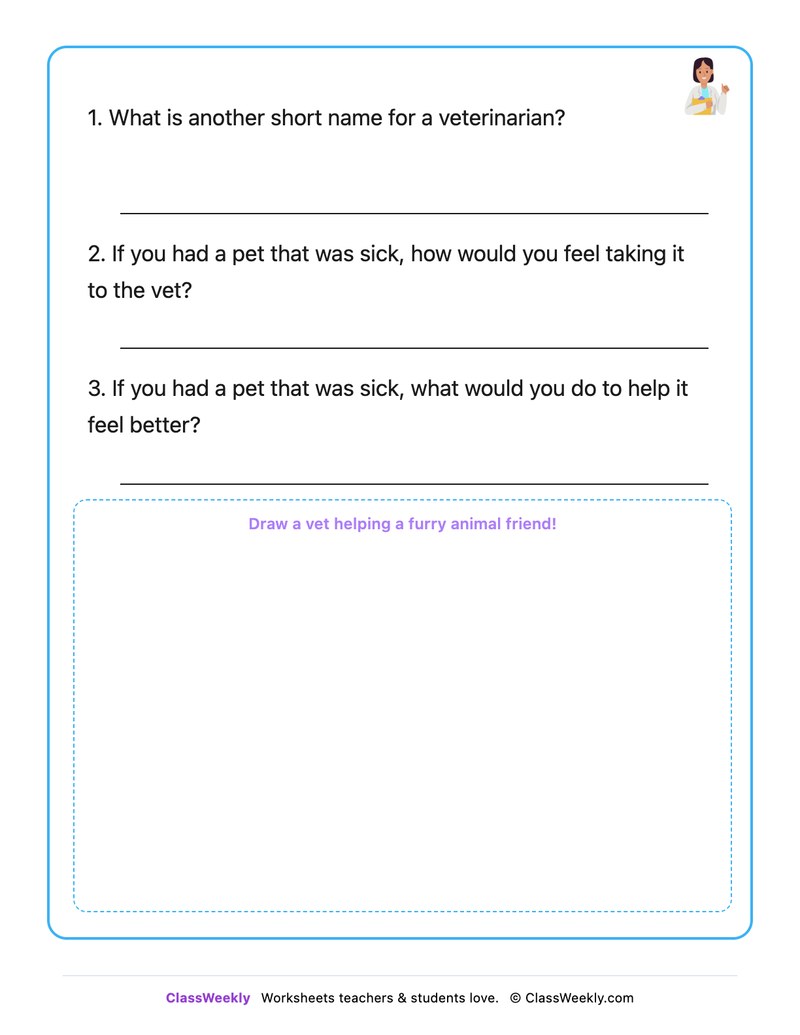 The Veterinarian - Draw & Write Worksheet - Page 2