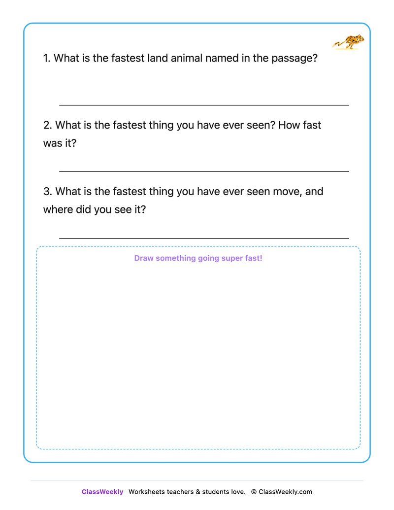 Things That Are Fast - Draw & Write Worksheet - Page 2