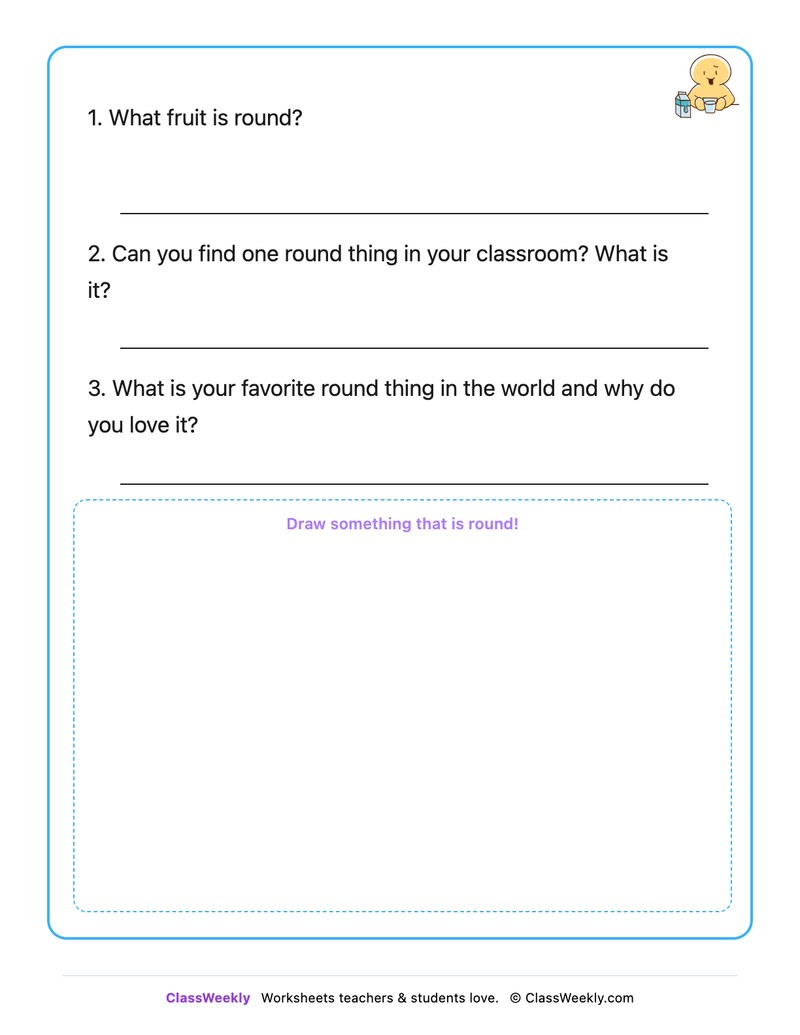Things That Are Round - Draw & Write Worksheet - Page 2