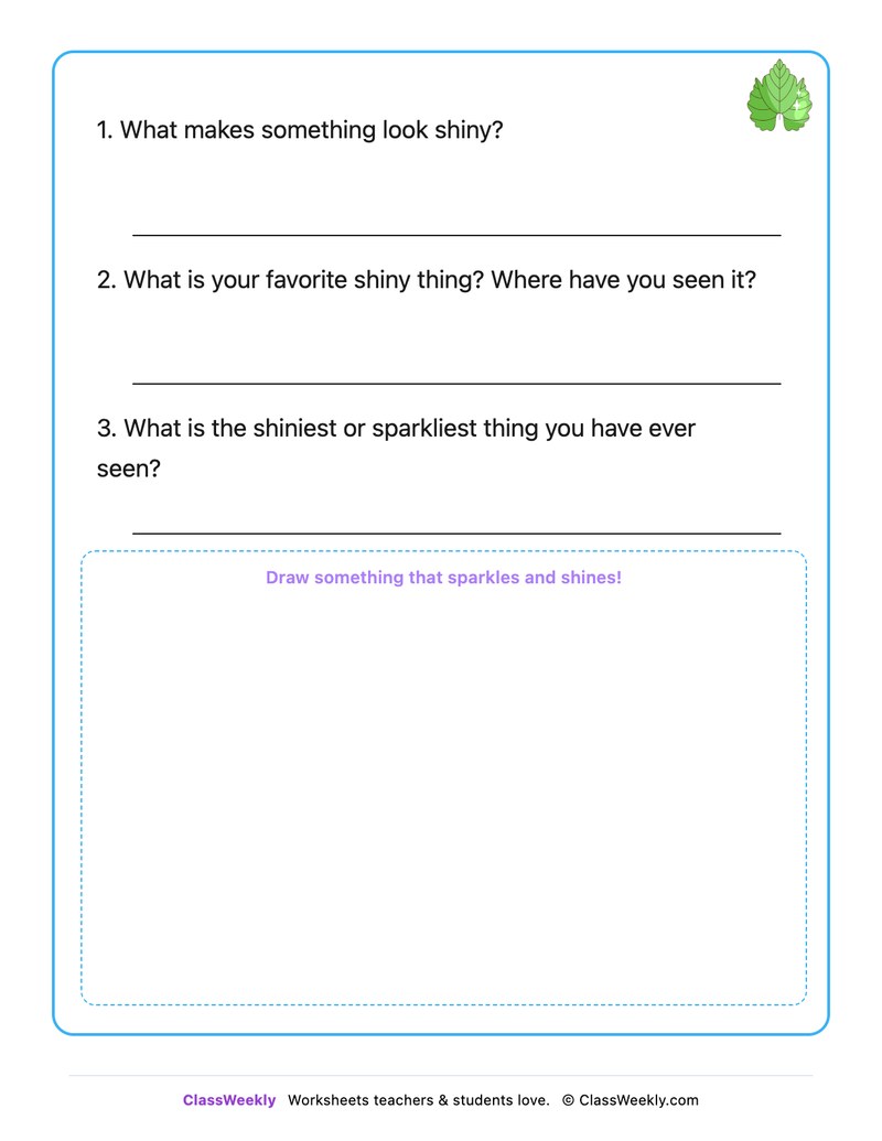 Things That Are Shiny - Draw & Write Worksheet - Page 2