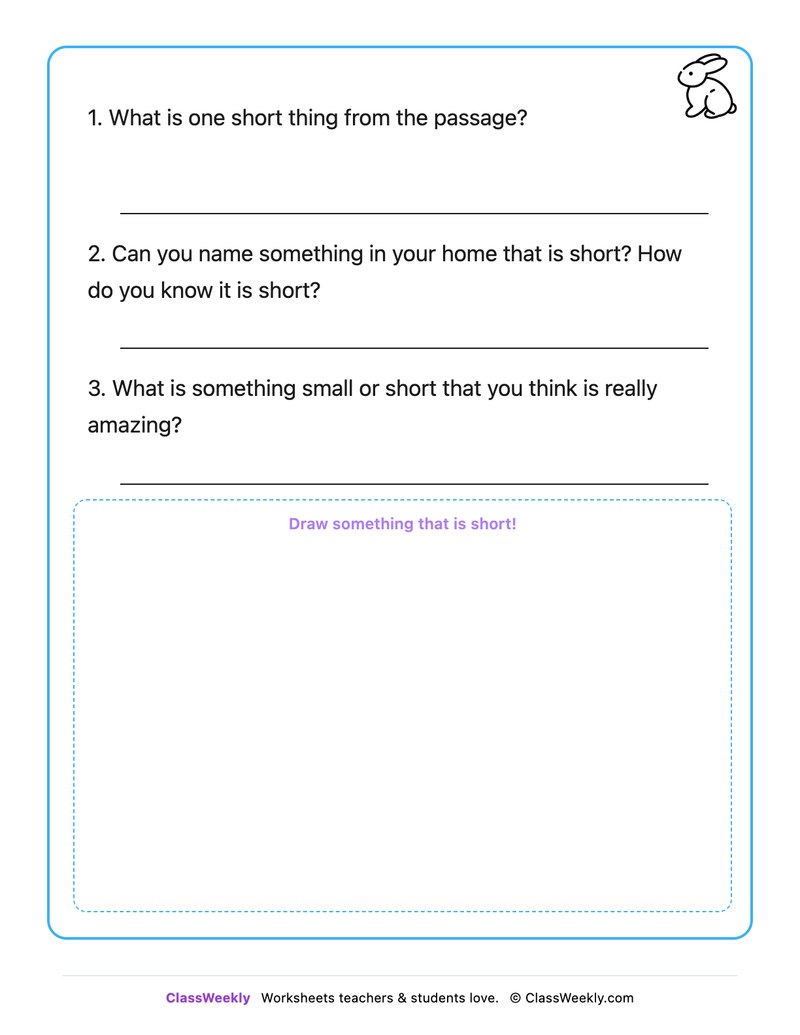 Things That Are Short - Draw & Write Worksheet - Page 2
