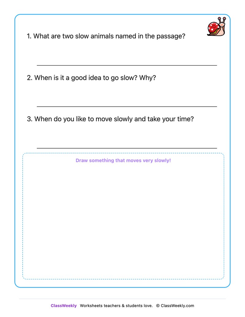 Things That Are Slow - Draw & Write Worksheet - Page 2