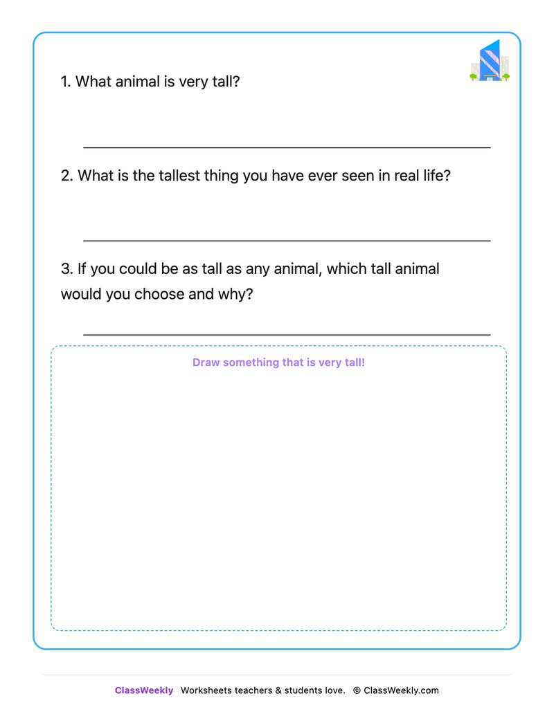 Things That Are Tall - Draw & Write Worksheet - Page 2