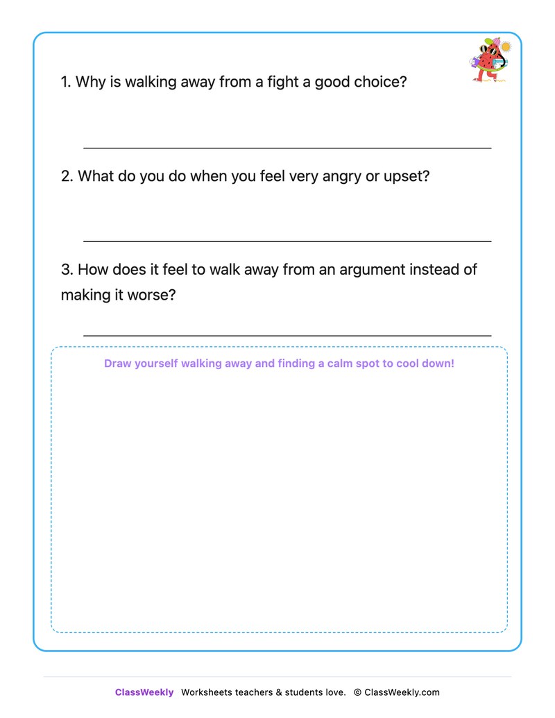 Walking Away From A Fight - Draw & Write Worksheet - Page 2