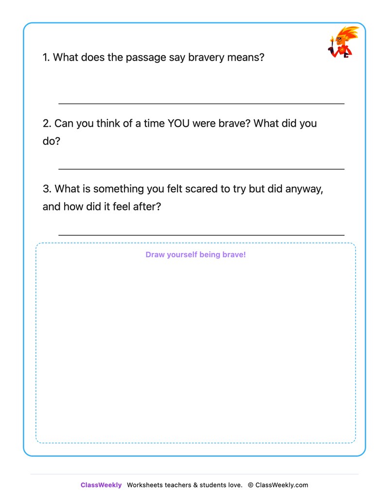 What Does It Mean To Be Brave - Draw & Write Worksheet - Page 2
