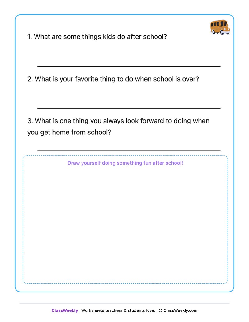 What I Like To Do After School - Draw & Write Worksheet - Page 2