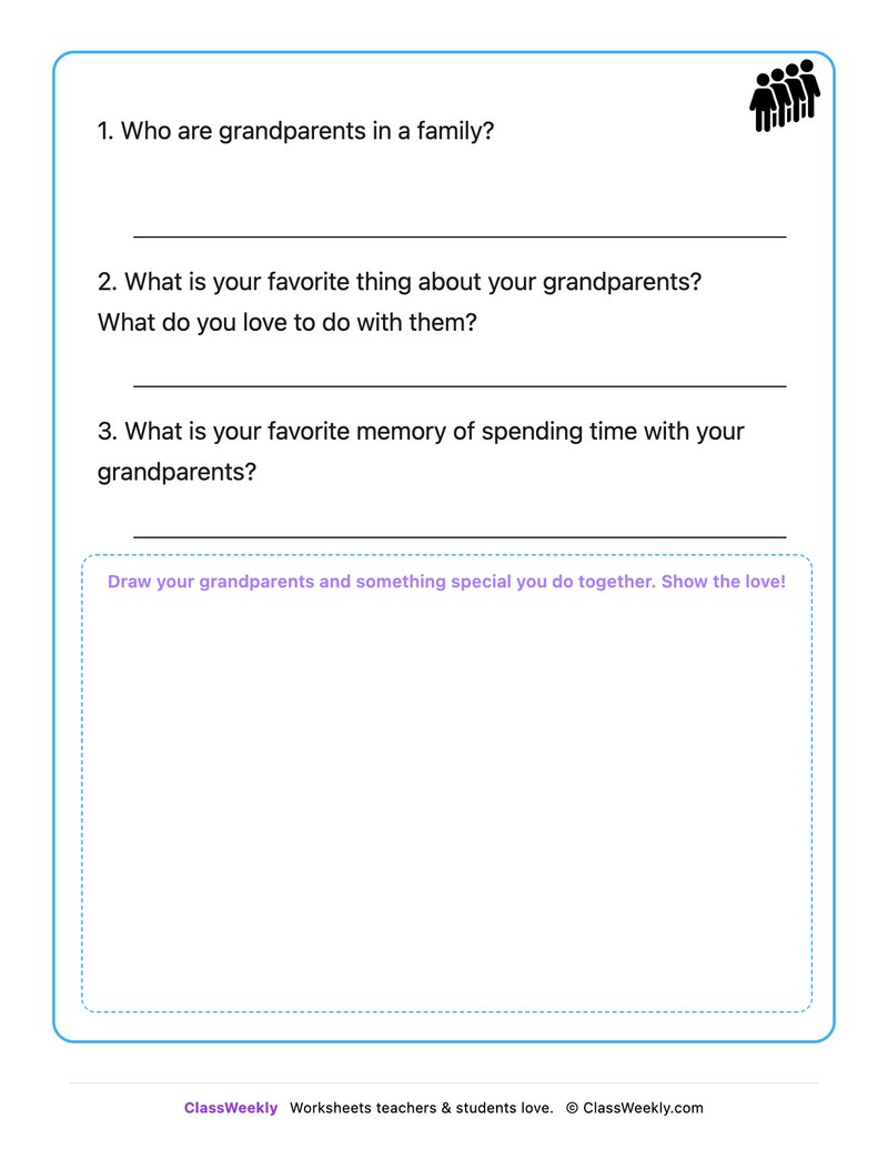 What I Love About My Grandparents - Draw & Write Worksheet - Page 2