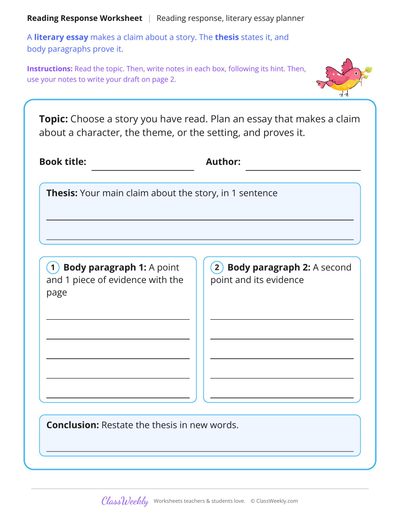 Plan a Literary Essay Reading Response