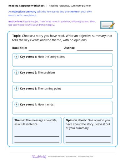 Summarize a Story Reading Response