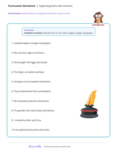 Separating items with commas