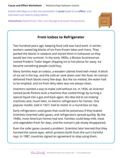 Cause and Effect in a Text About Inventing the Refrigerator