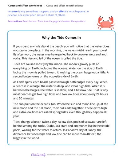 Cause and Effect in a Text About Ocean Tides