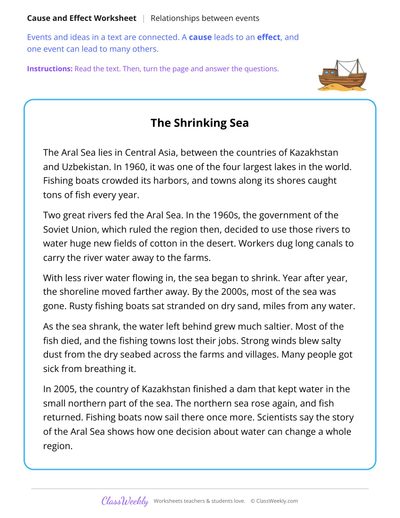Cause and Effect in a Text About Why the Aral Sea Shrank