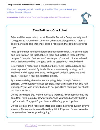 Compare Two Characters in a Story About Rival Twins