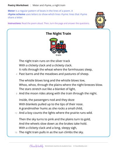 Find the Meter and Rhyme in a Poem About a Train