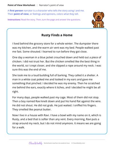 Narrator's Point of View in a Story Told by a Stray Dog