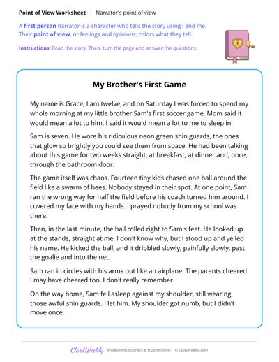 Narrator's Point of View in a Story Told by an Older Sister