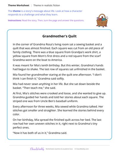 Theme of a Story About Grandmother's Quilt