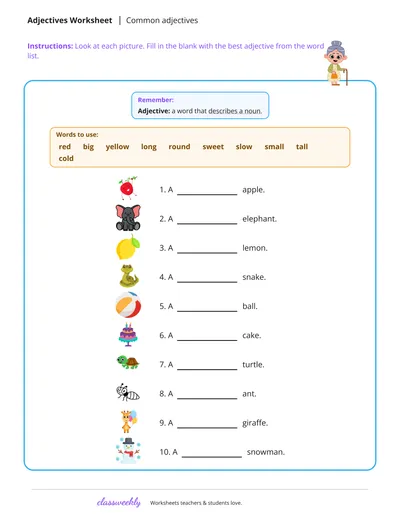 Common adjectives