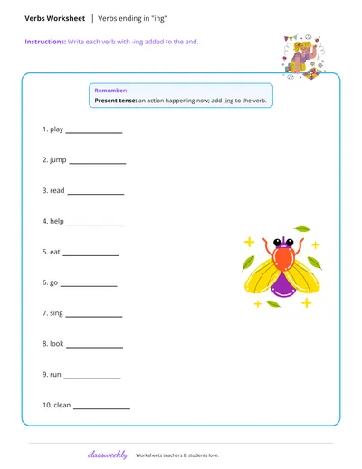 Verbs ending in 'ing'