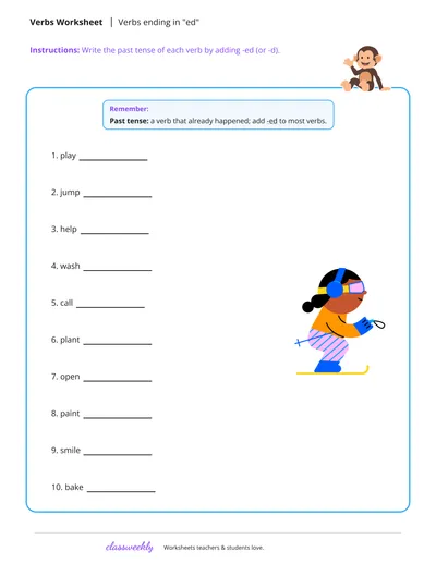 Verbs ending in 'ed'