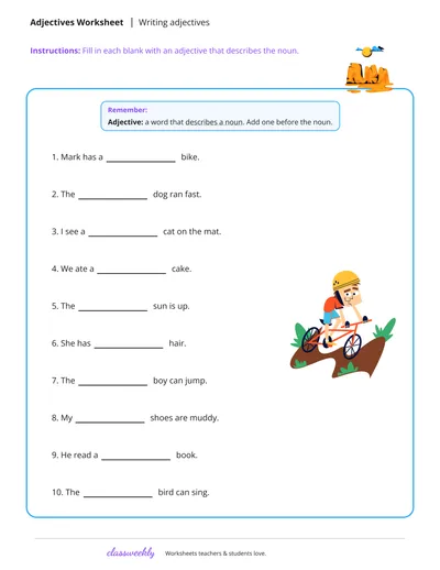 Writing Adjectives
