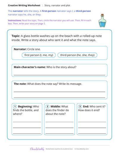 A Message in a Bottle Story Writing
