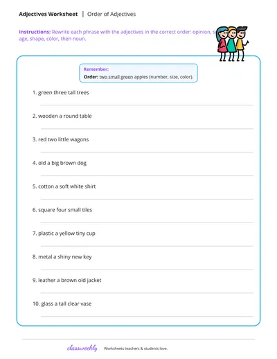 Ordering adjectives