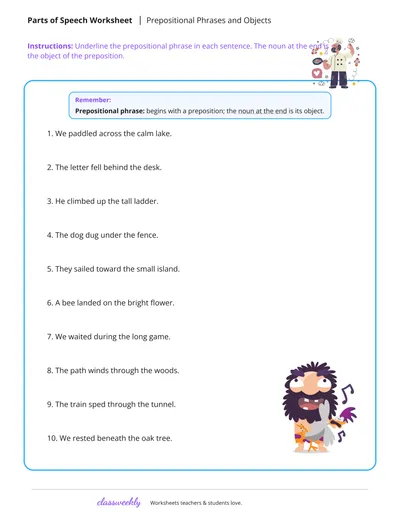 Prepositions and objects